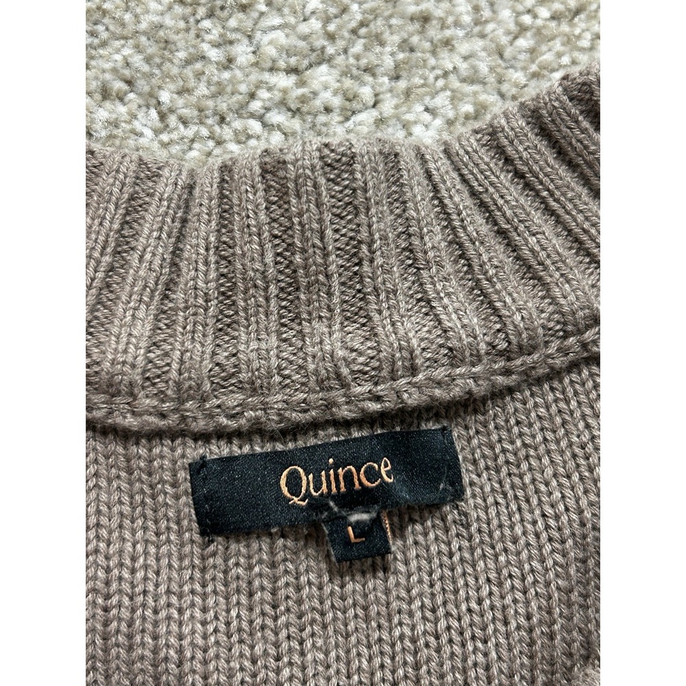 Quince 100% Women's L Organic Cotton Cropped Cardigan Camel Color - Picture 4 of 7